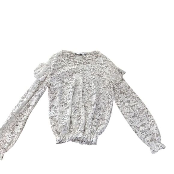 Justfab Women's White Lace Long‎ Sleeve Blouse Size M Casual Floral Top - Picture 1 of 6